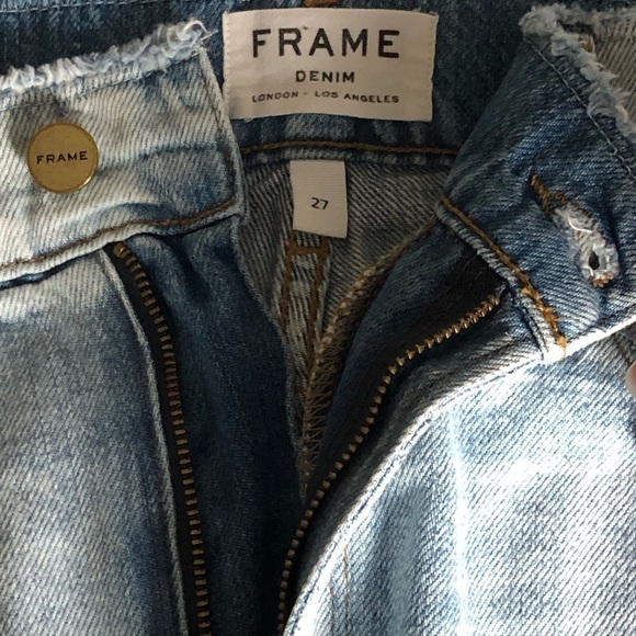 Frame Denim Skirt Le Mini Frayed Waist Raw Hem Size 27 - Picture 8 of 13